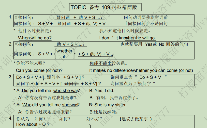 TOEIC备考109句型精简版